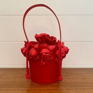 Sasha red satin rose special occasion purse